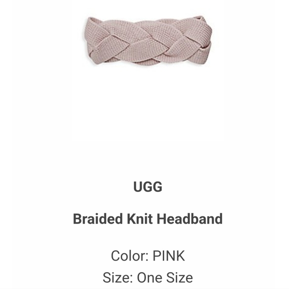 UGG Women Pink Braided Knit Headband NWT